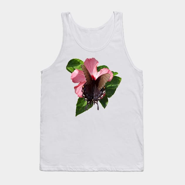 Swallowtail Black Butterfly On Hibiscus by Orikall Tank Top by Orikall